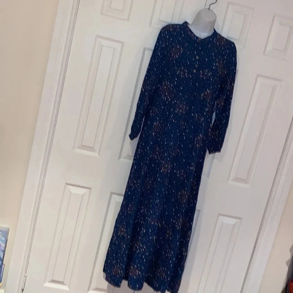 Vintage 1980’s style long sleeve floral print belted maxi dress Sz L - Picture 4 of 15